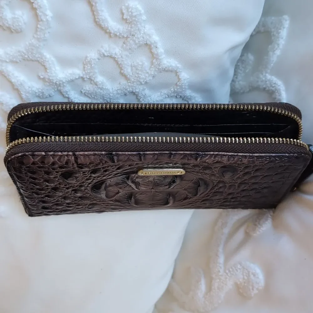 BRAHMIN Vintage SURI BROWN MELBOURNE GENUINE LEATHER ZIP AROUND WALLET
